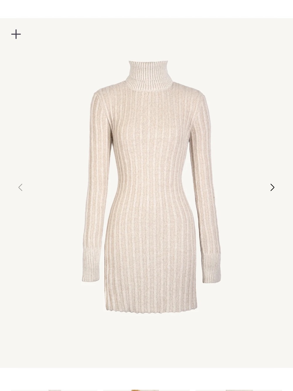 Asta Resort Ribbed Shimmer Turtleneck Diana Sweater Dress - Cream